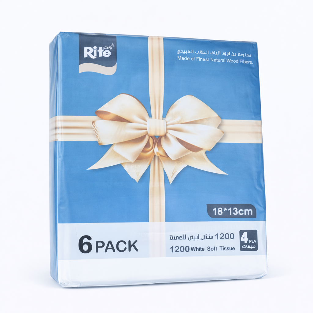 Rite Facial Tissues – 200×6 Wrapped Packs (1200 Sheets) | Model 11823