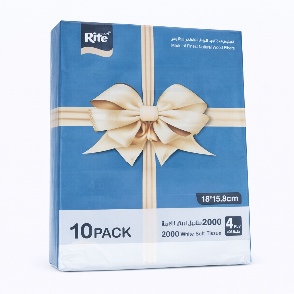 Rite Facial Tissues – 200×10 Wrapped Packs (2000 Sheets) | Model 11826