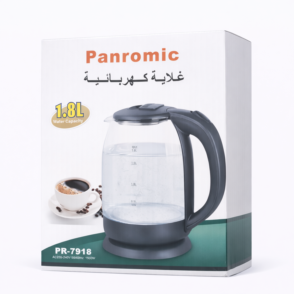 Glass Electric Kettle – 1.80 Liter Capacity | Model 7918