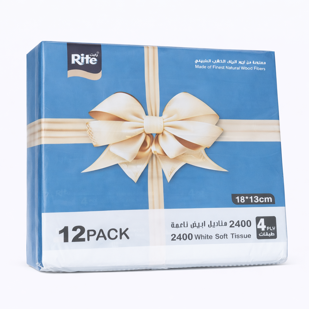 Rite Facial Tissues – 200×12 Wrapped Packs (2400 Sheets) | Model 11824