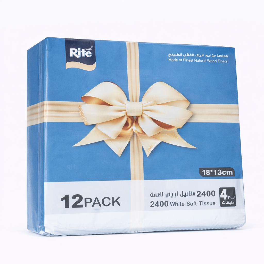 Rite Facial Tissues – 200×12 Wrapped Packs (2400 Sheets) | Model 11824