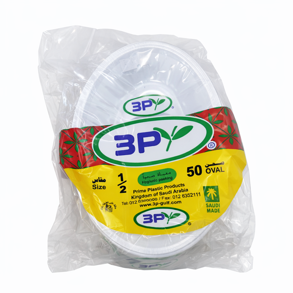 3B oval Plastic Plate Size 1/2 – Pack of 50 Pieces × 30 Bundles