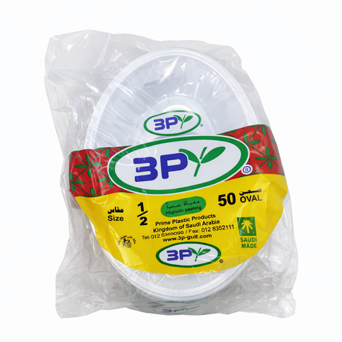 3B oval Plastic Plate Size 1/2 – Pack of 50 Pieces × 30 Bundles