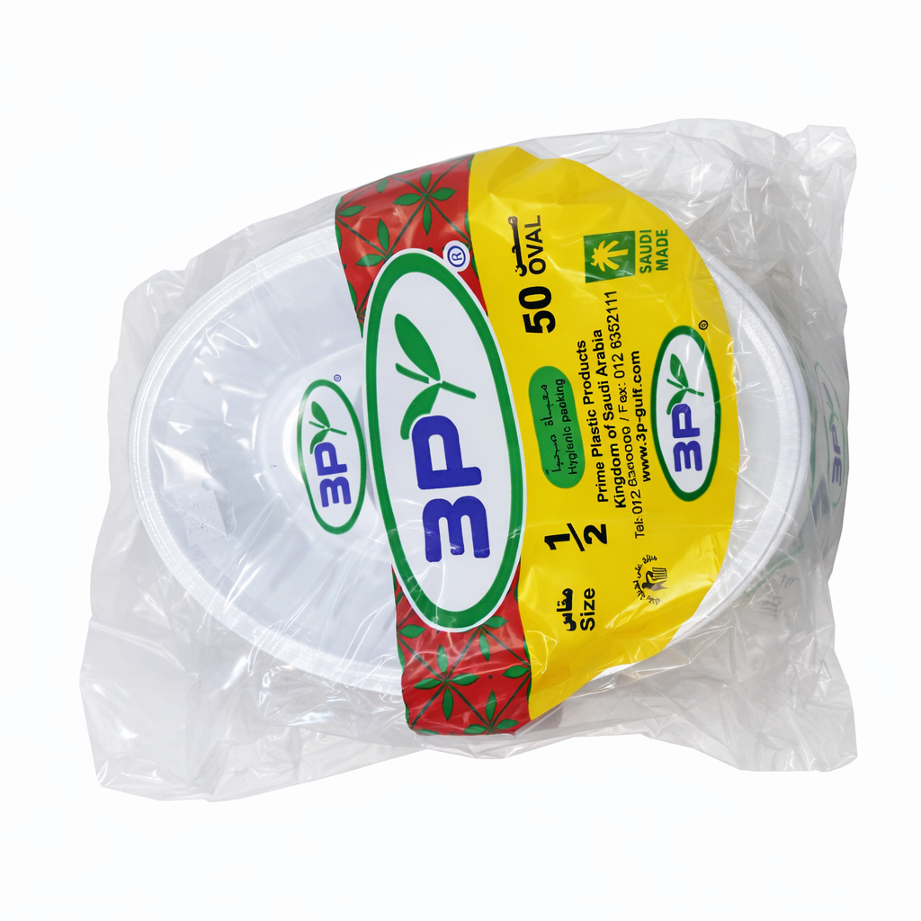 3B oval Plastic Plate Size 1/2 – Pack of 50 Pieces × 30 Bundles