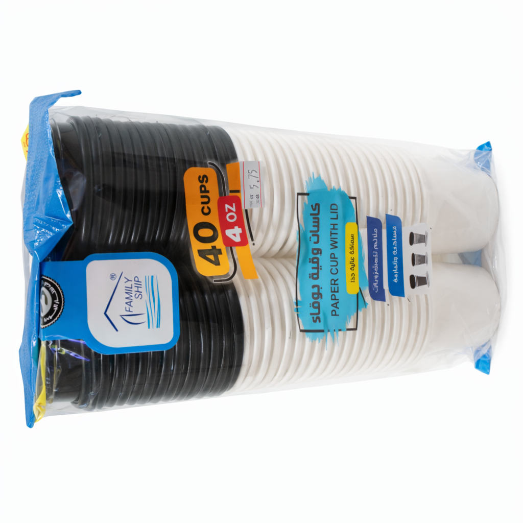 Rite White Paper Cups with Lids 4 oz – 40 pcs × 36 Packs – Model 22-114