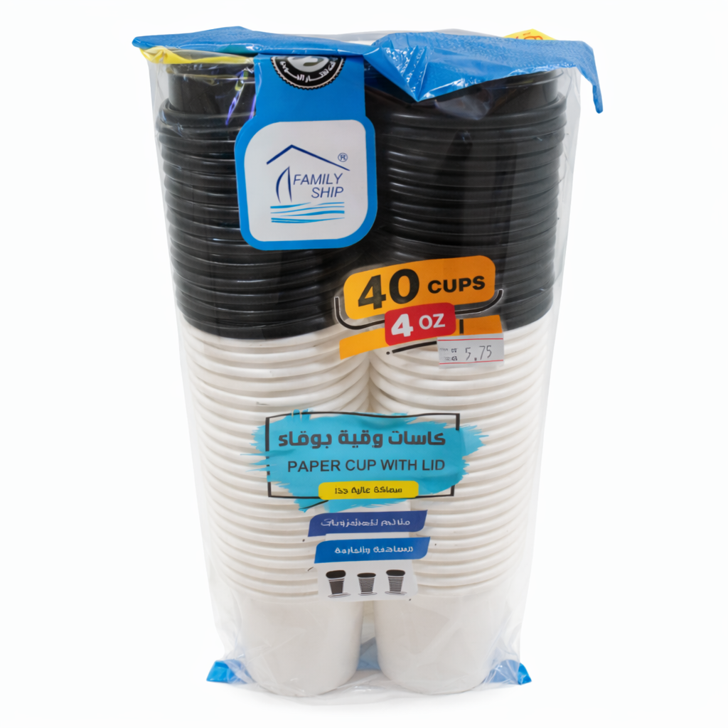 Rite White Paper Cups with Lids 4 oz – 40 pcs × 36 Packs – Model 22-114