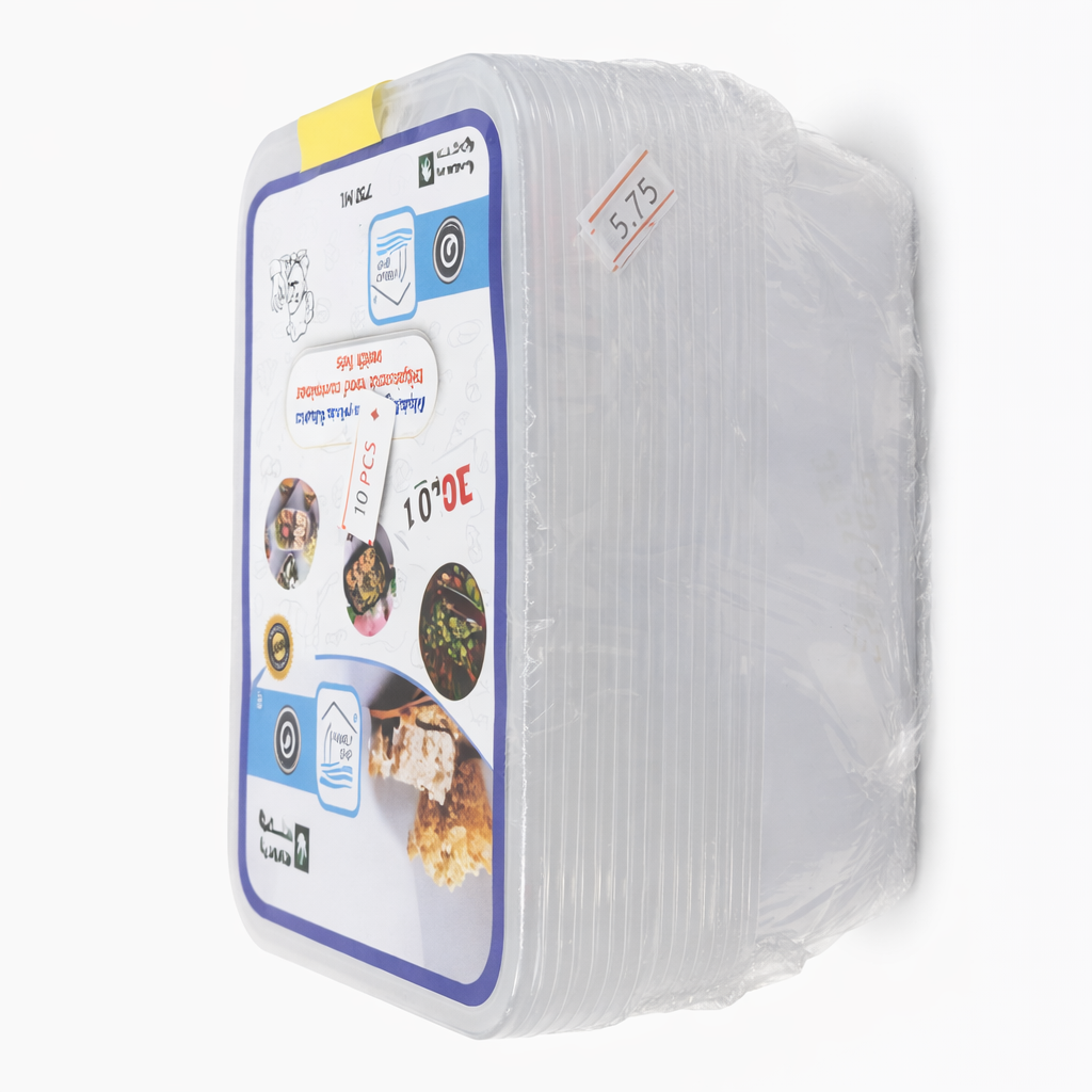 Right Clear Plastic Food Containers 750 ml – 10 Pieces – Model 22-303
