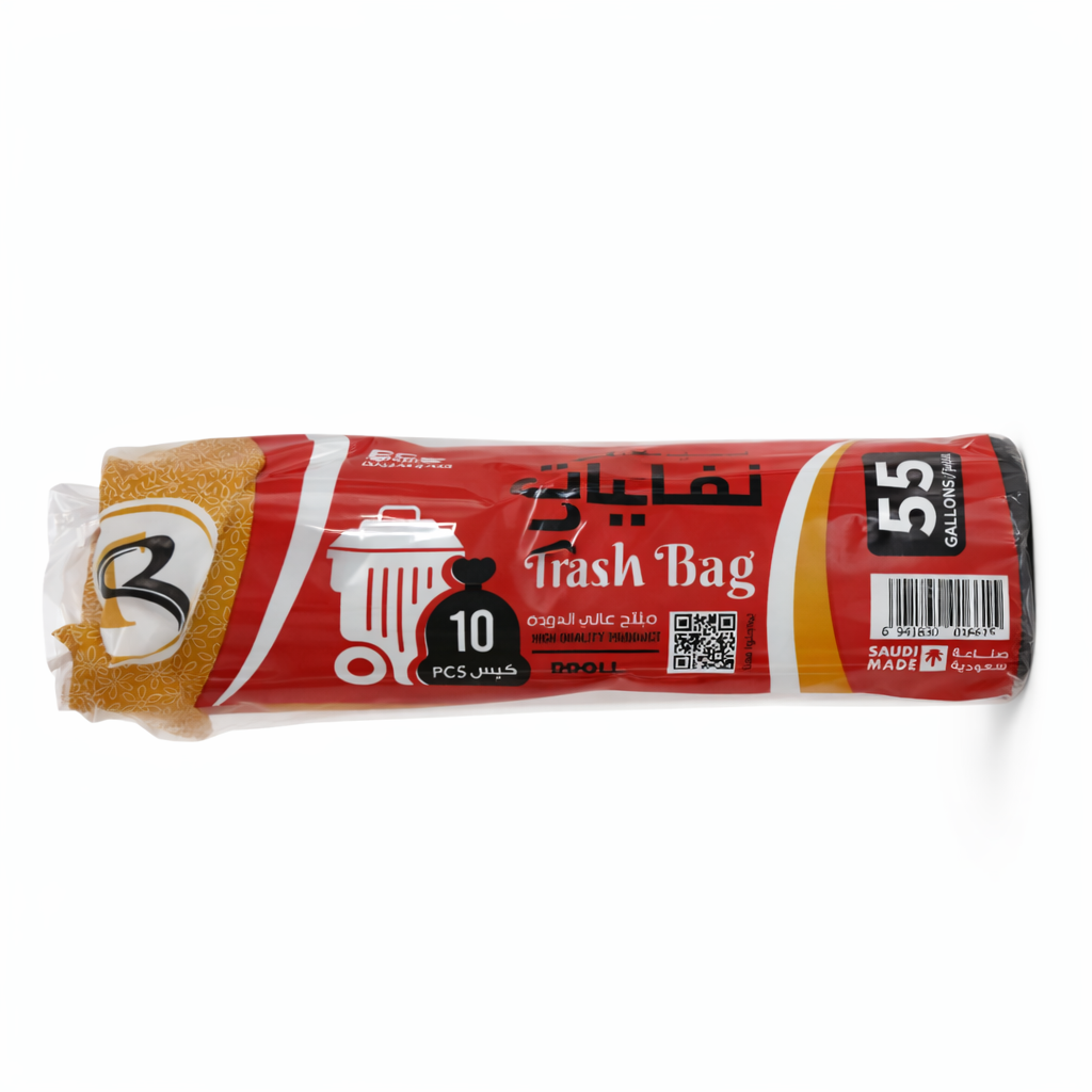 Black Trash Bags Roll – 55 Gallon Capacity