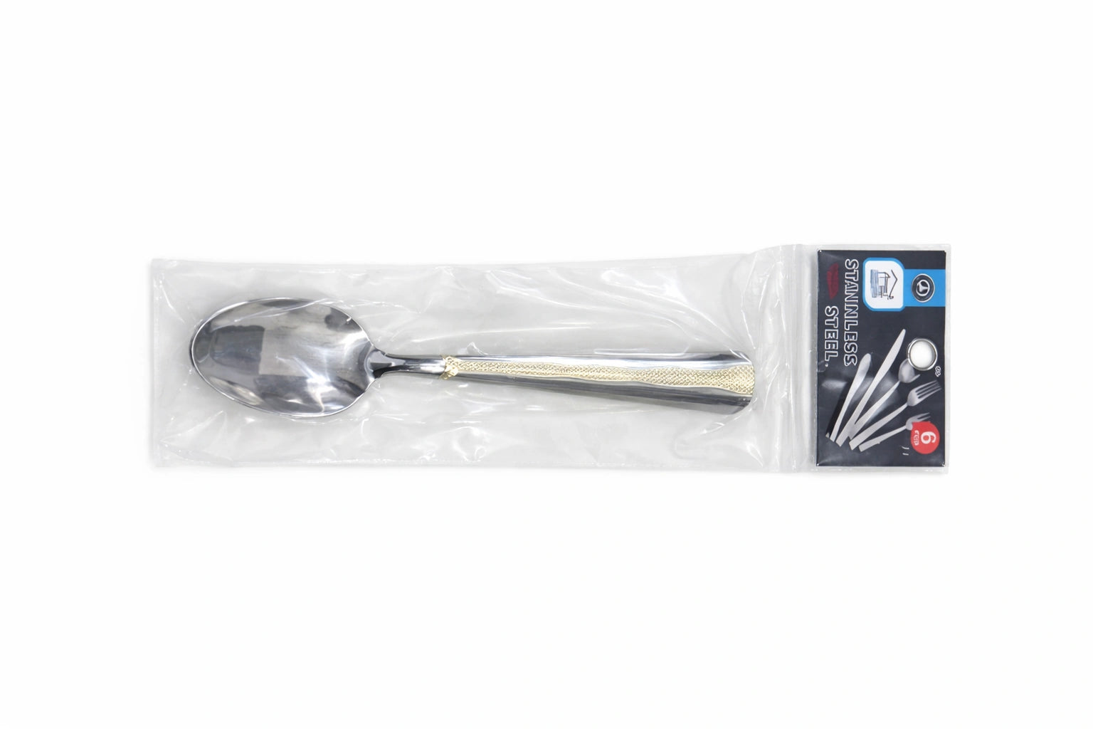 Rite Elegant Stainless Steel Spoons – Silver & Gold, 6 Pieces (Model 9098)