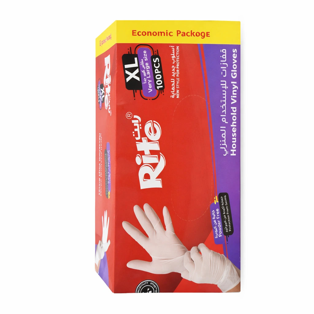Rite Disposable Clear Gloves XL – 90 Pieces (Model 7667)