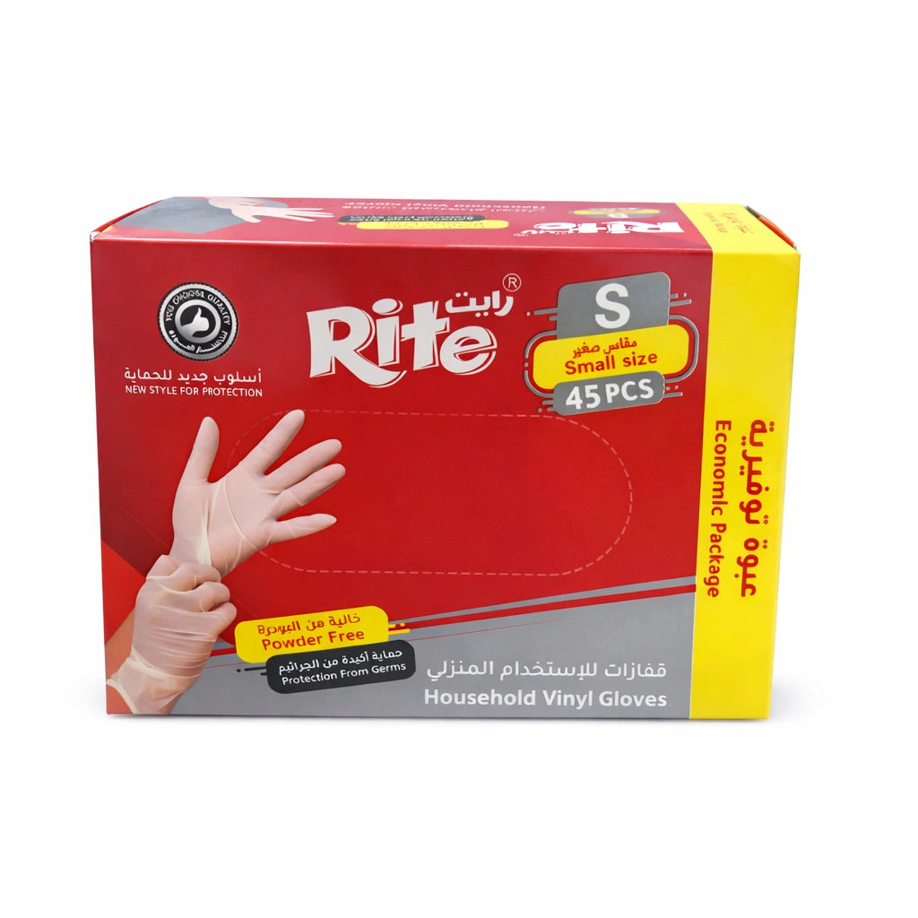 Rite Disposable Clear Gloves S – 45 Pieces (Model 7660)