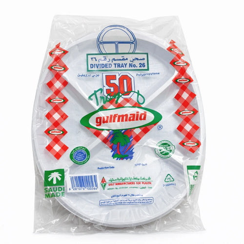 Al Khaleej Round Divided Plate Al Khaleej Round Divided Plate No.26 – 50 Pieces × 10 Packs