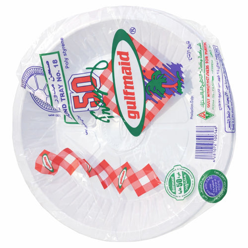 Al Khaleej Round Plastic Plate Al Khaleej Round Plastic Plate No.18 – 50 Pieces × 10 Packs