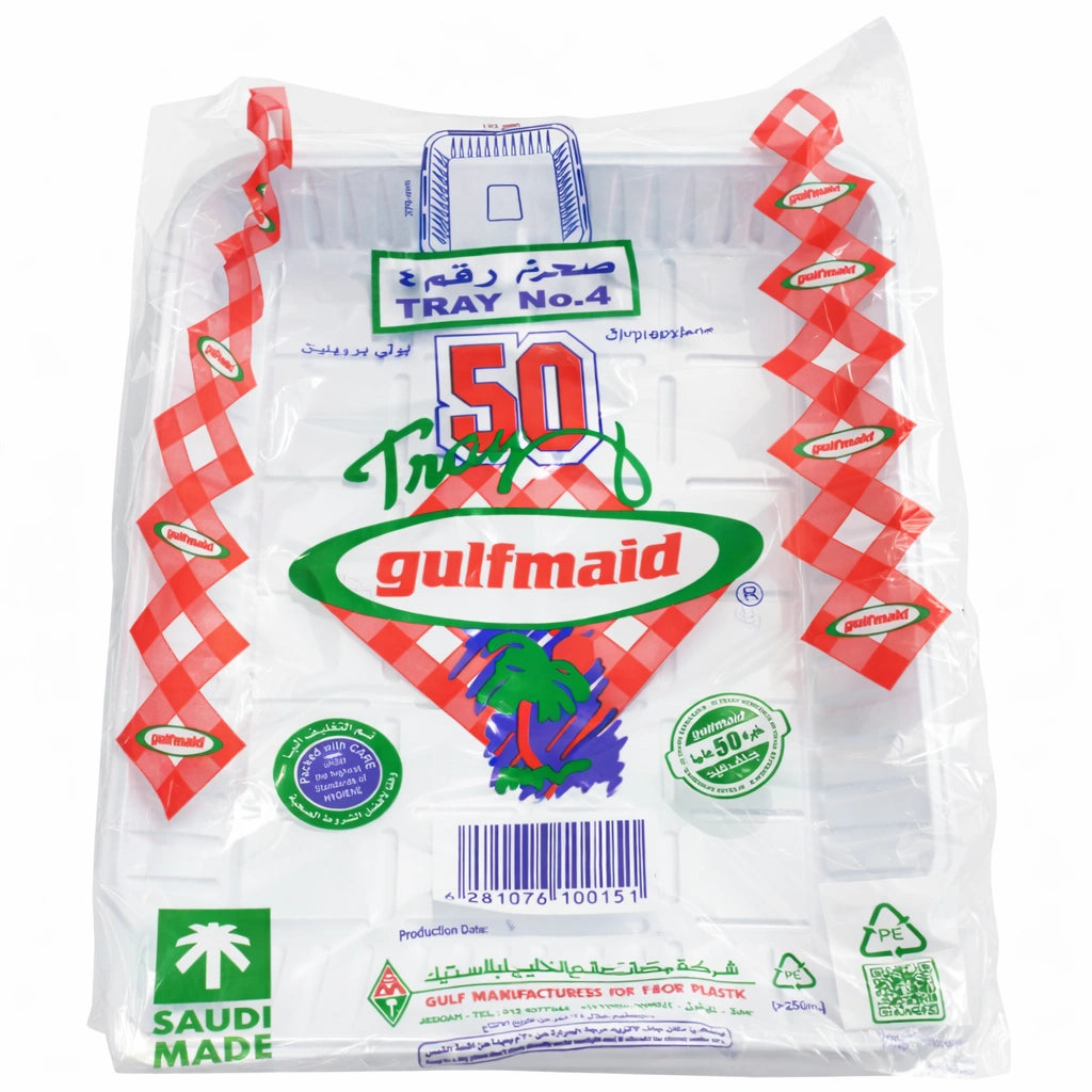 Al Khaleej Rectangular Plastic Plate Al Khaleej Rectangular Plastic Plate No.4 – 50 Pieces × 10 Packs