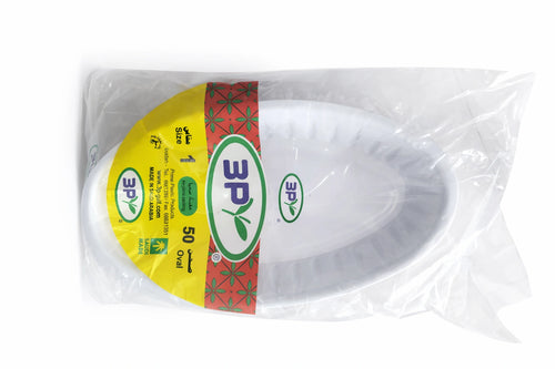 3B Oval Plastic Plate No.1– Pack of 50 Pieces × 20 Bundles