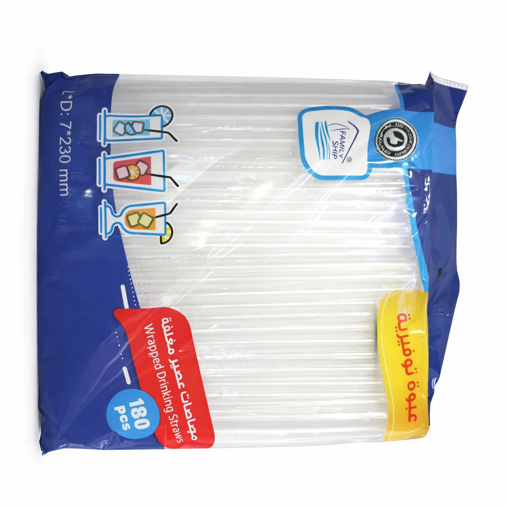 Rite Juice Straws – 7 mm – Transparent – 180 Pieces (Model 9261)