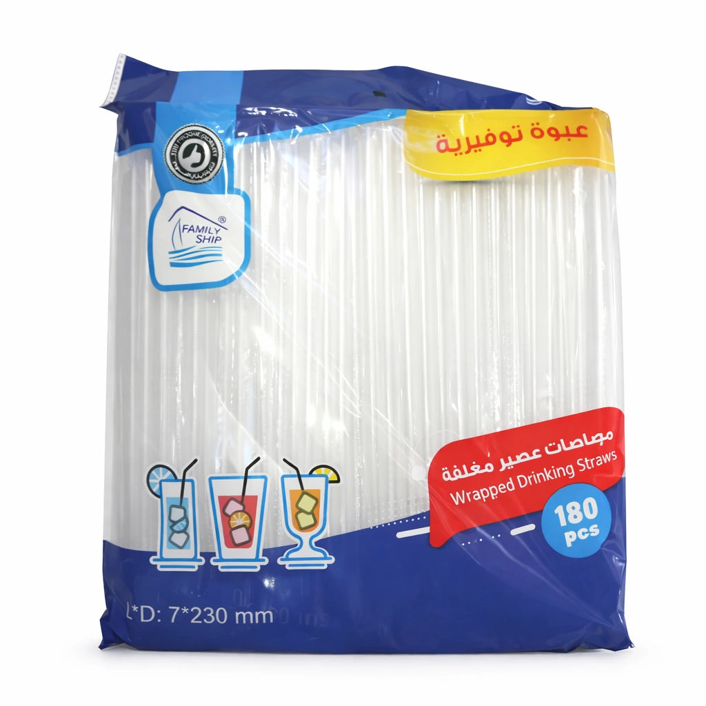 Rite Juice Straws – 7 mm – Transparent – 180 Pieces (Model 9261)