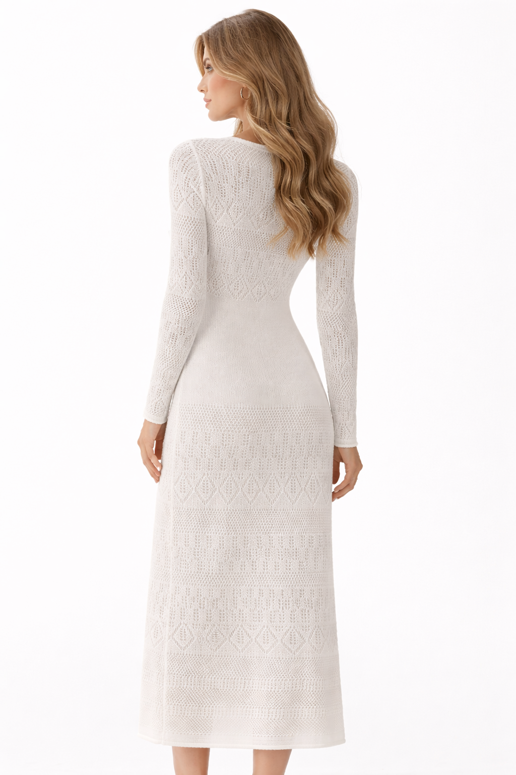 Dreses Long white open-knit dress (Guess)
