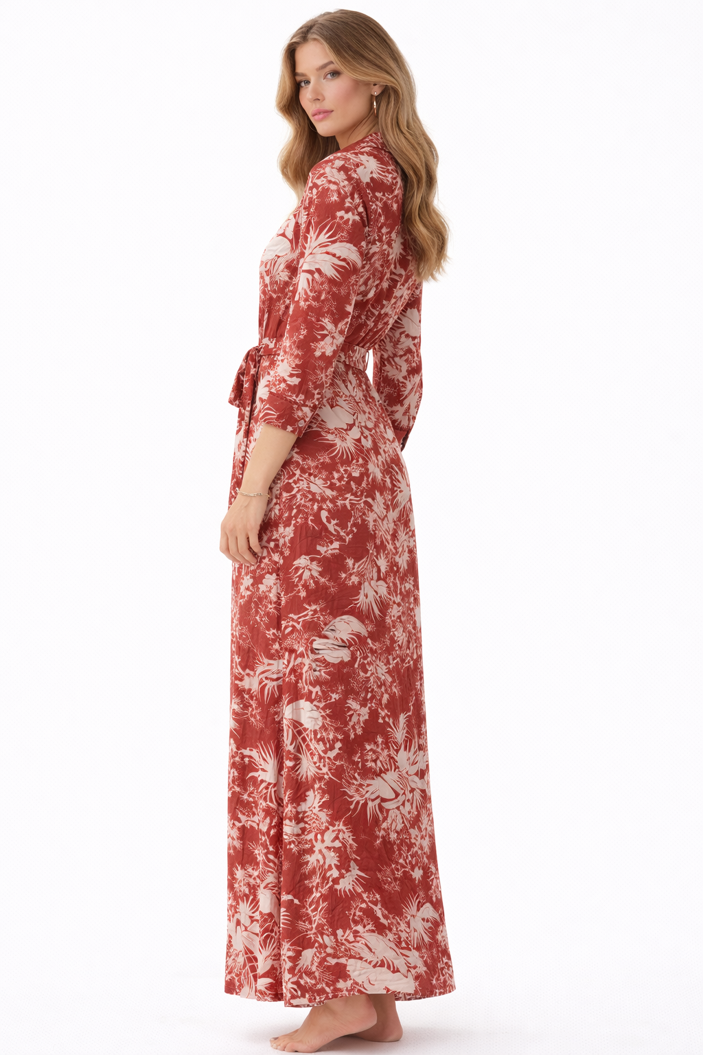 Dreses  Long floral wrap tie dress (Guess)