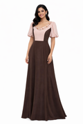 Dreses  Elegant beige and brown maxi dress whith necklace (Guess)