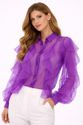Purple ruffled chiffon blouse (Hanita)