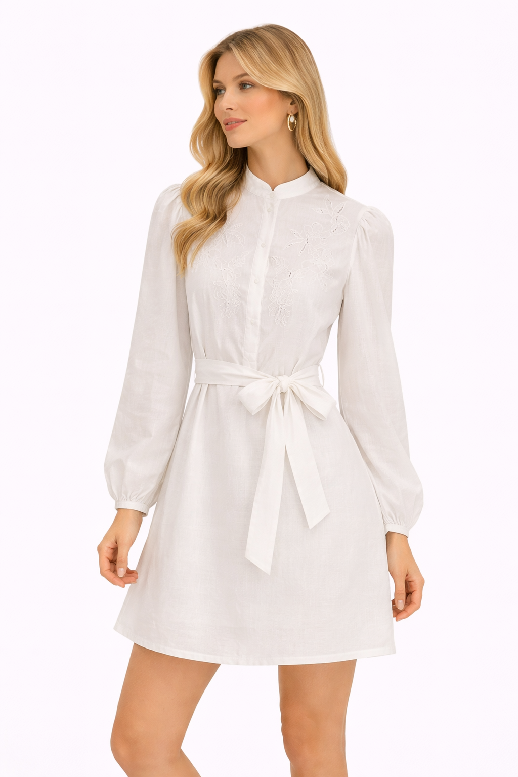 Sophisticated white embroidered linen-blend dress (Guess)
