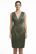 Elegant olive satin tailored dress (Guess)
