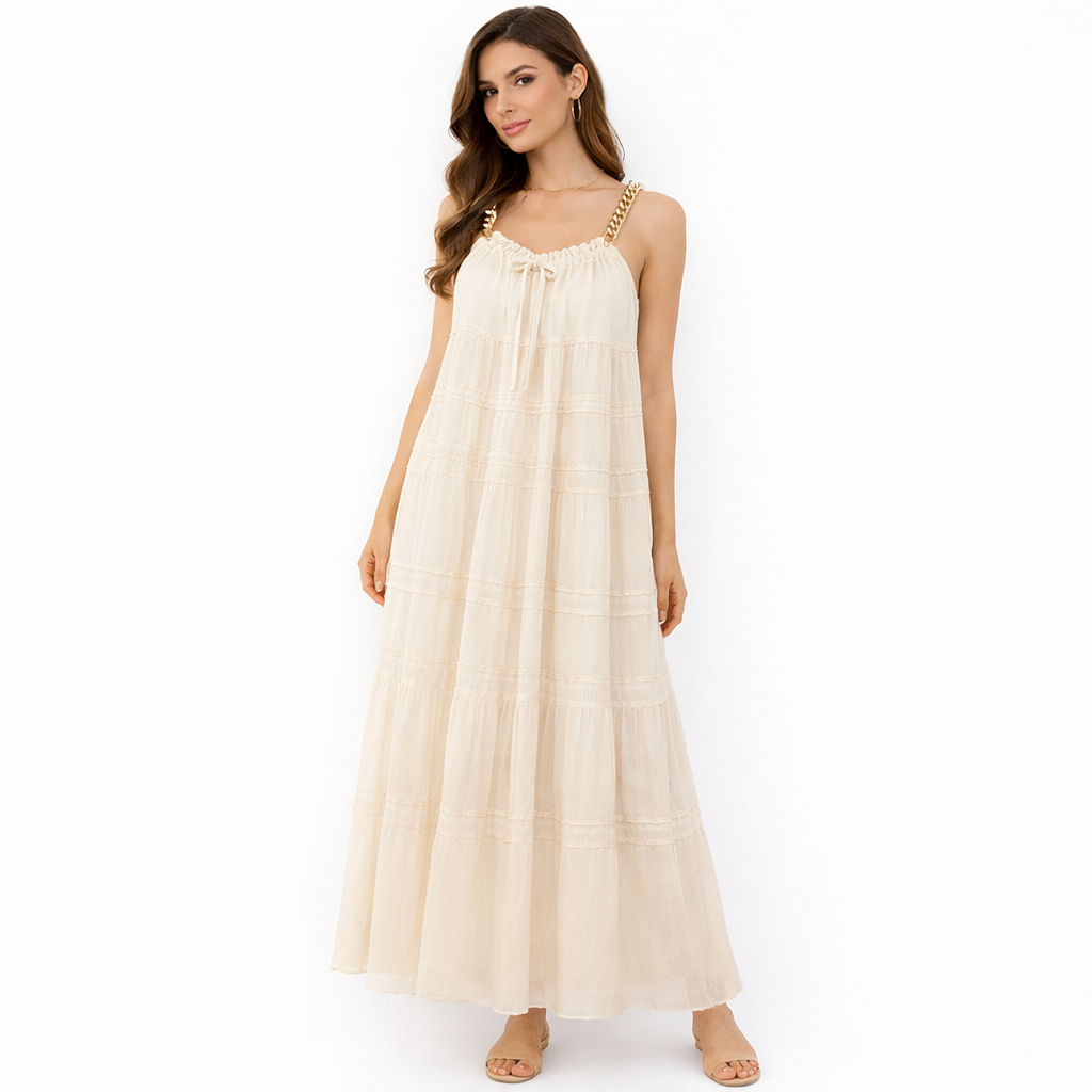 Soft Ivory Maxi Dress (Hanita)