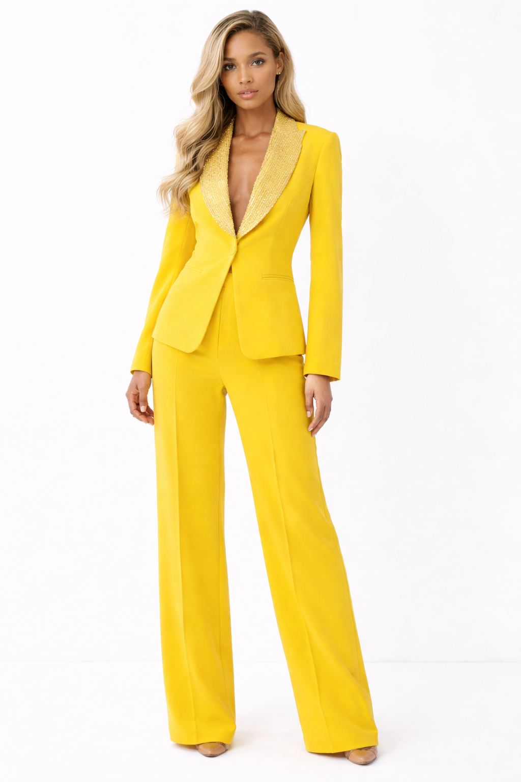 Chic yellow modern tailored set (Hanita)