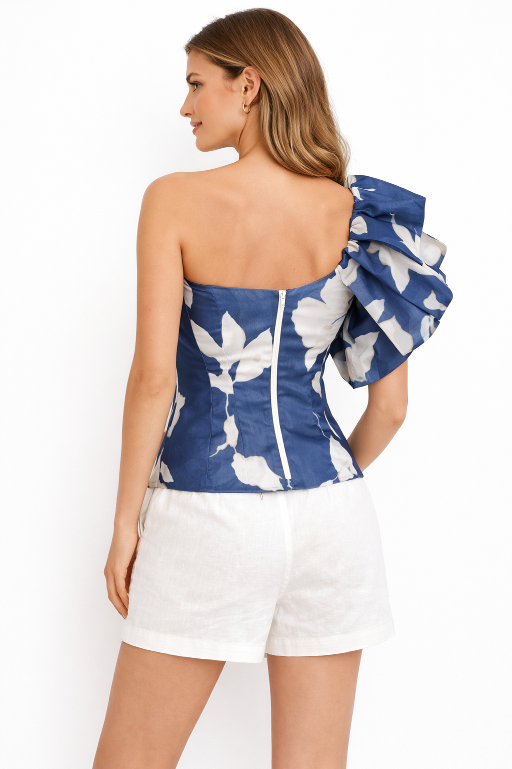 Blue floral print, crop top (Hanita)