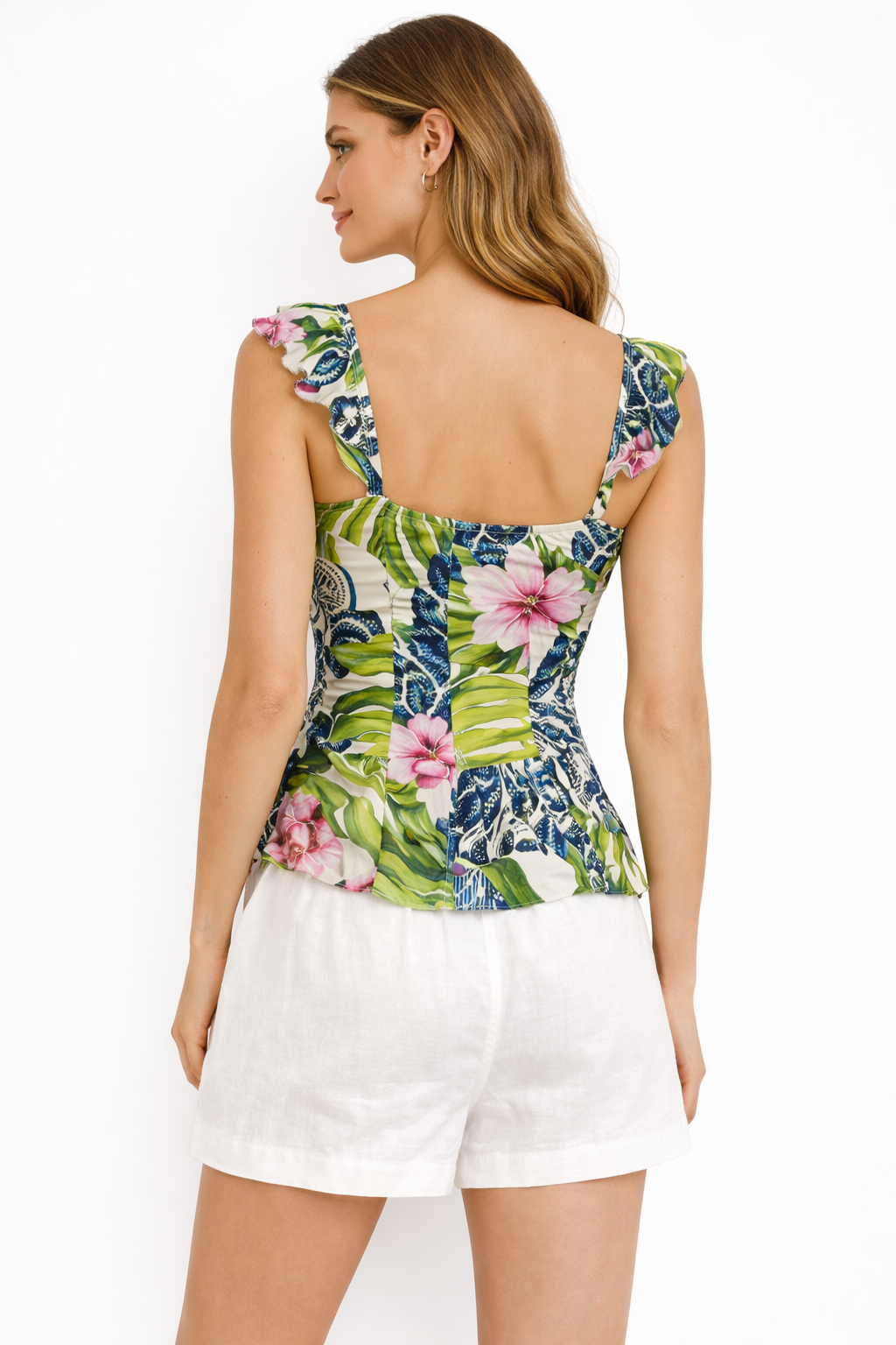 Vibrant tropical print summer blouse (Hanita)
