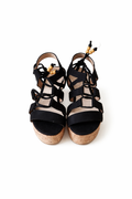 Beaded black wedge, boho-chic flair (MGTN)