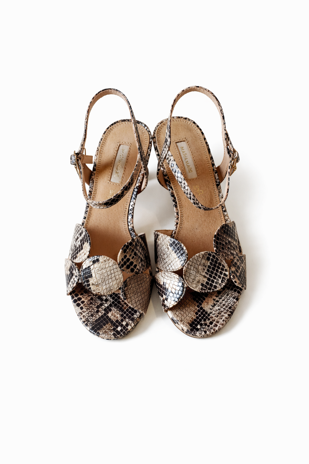 High-heeled snake pattern classy sandal  (Marimare)