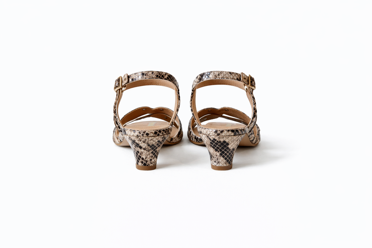High-heeled snake pattern classy sandal  (Marimare)