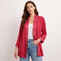 Elegant raspberry satin kimono blouse (Hanita)