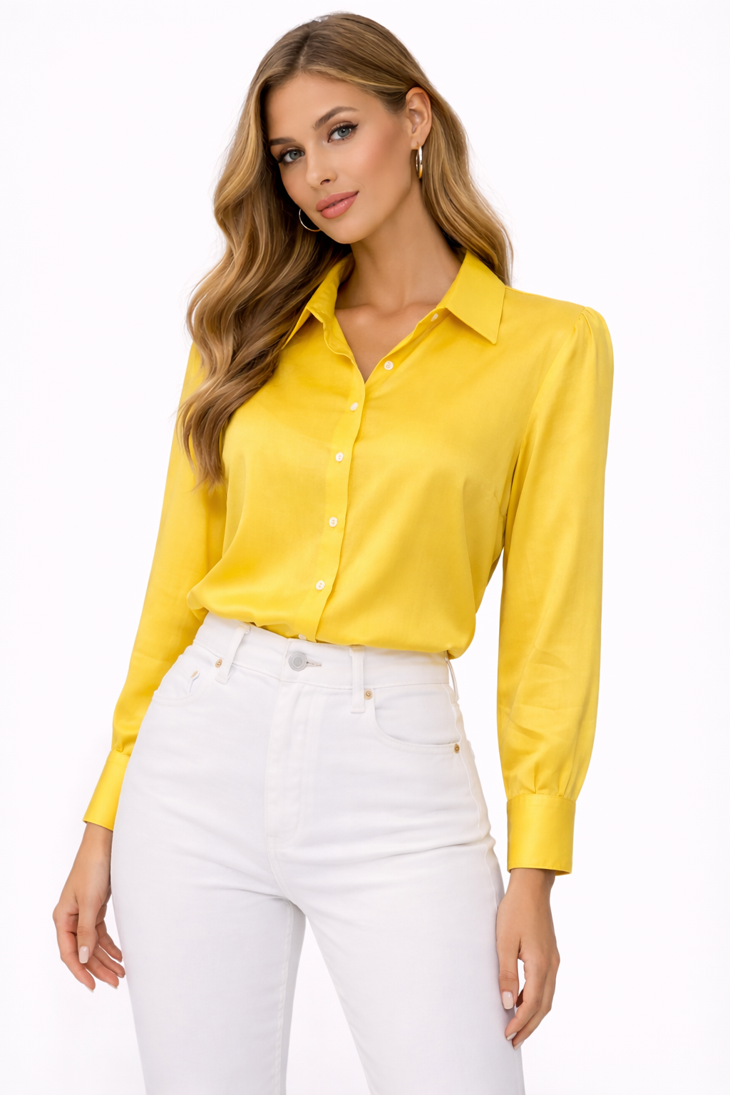Stylish yellow cropped modern blouse (Hanita)