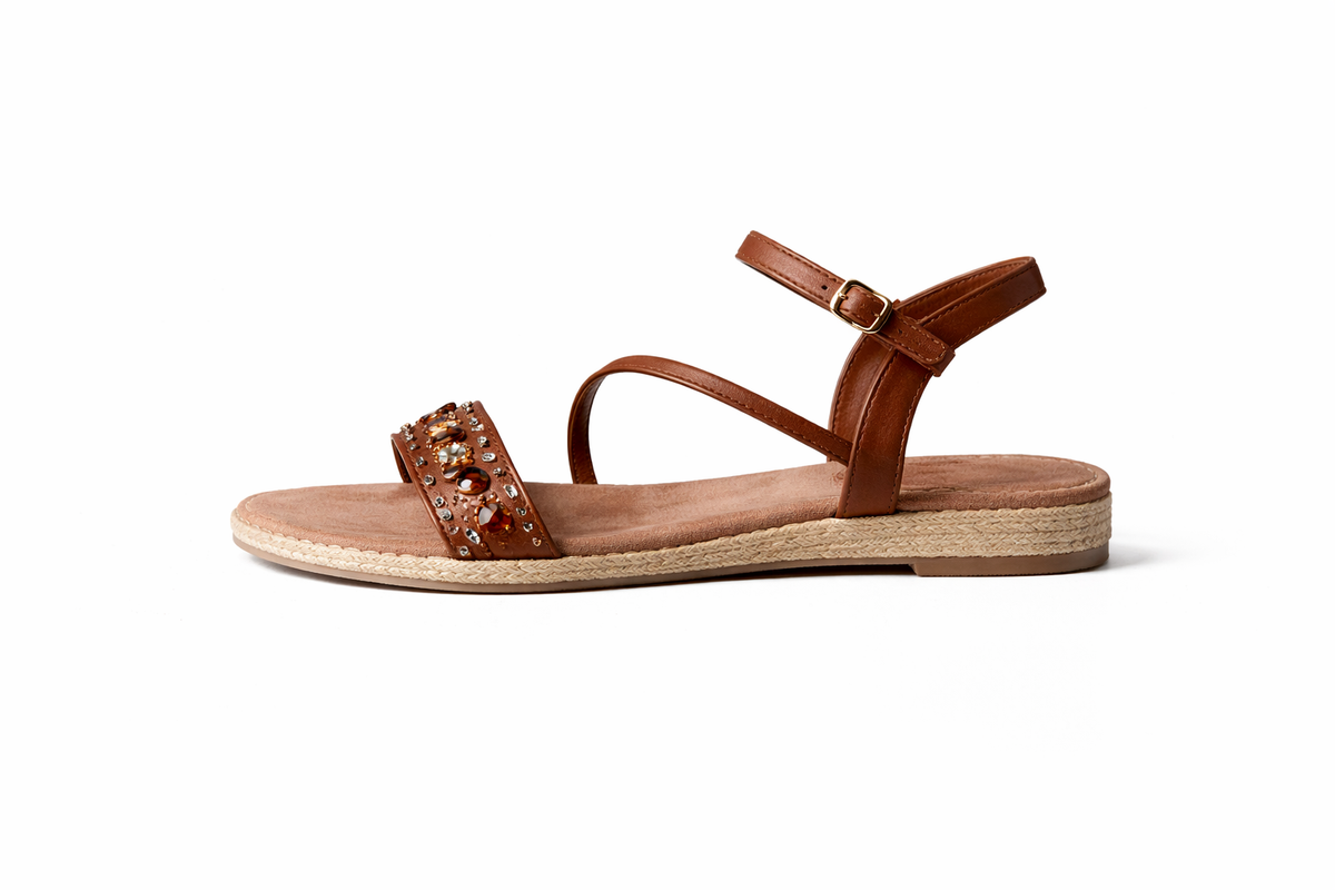 Sandle Brown, embellished, boho, flat, comfy (Mariamare)