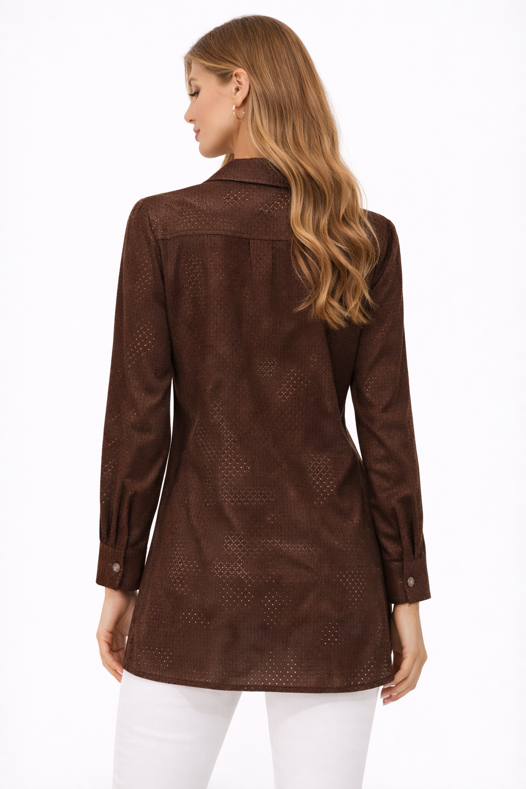 Brown eyelet shirt with pockets (Hanita)