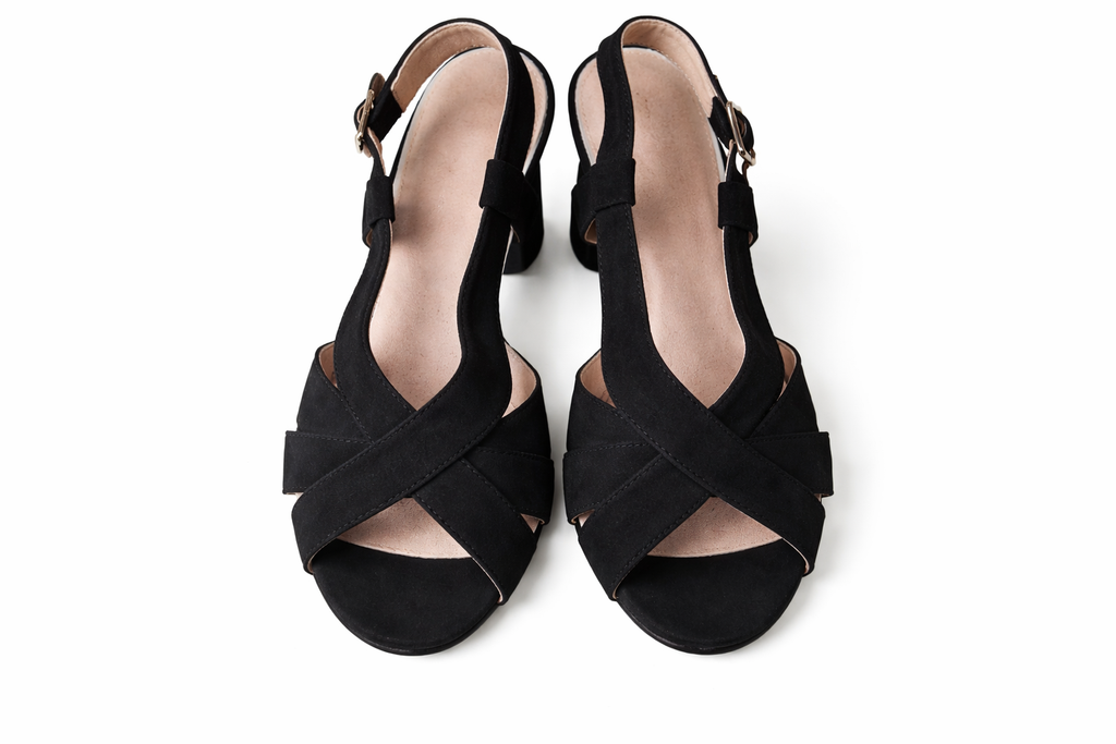 High-heeled black suede sandal (Mariamare)
