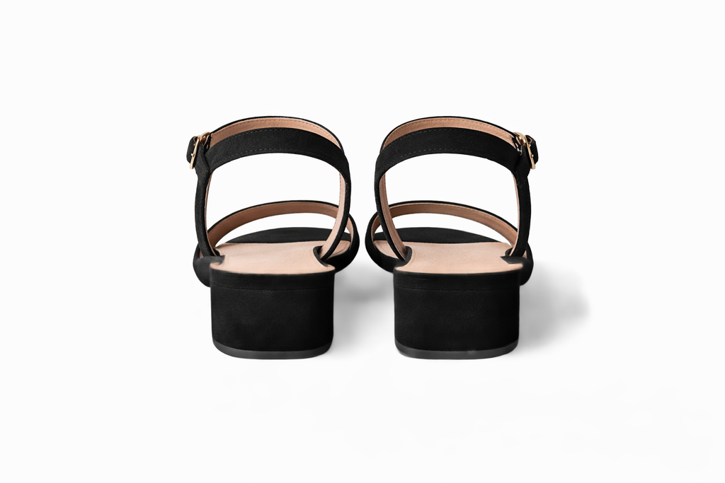 High-heeled black suede sandal (Mariamare)