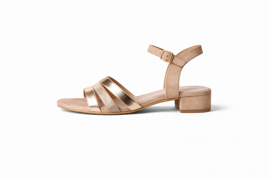 Trendy beige and gold sandals  (Mariamare)