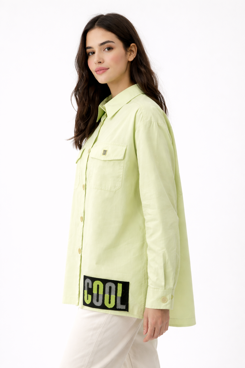 Trendy light green "COOL" shirt(Hanita)
