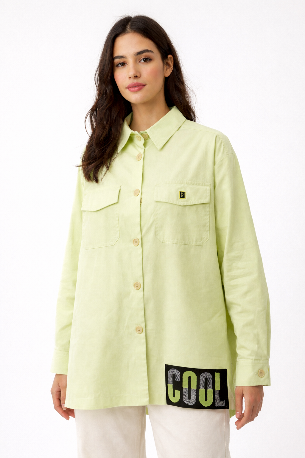 Trendy light green "COOL" shirt(Hanita)