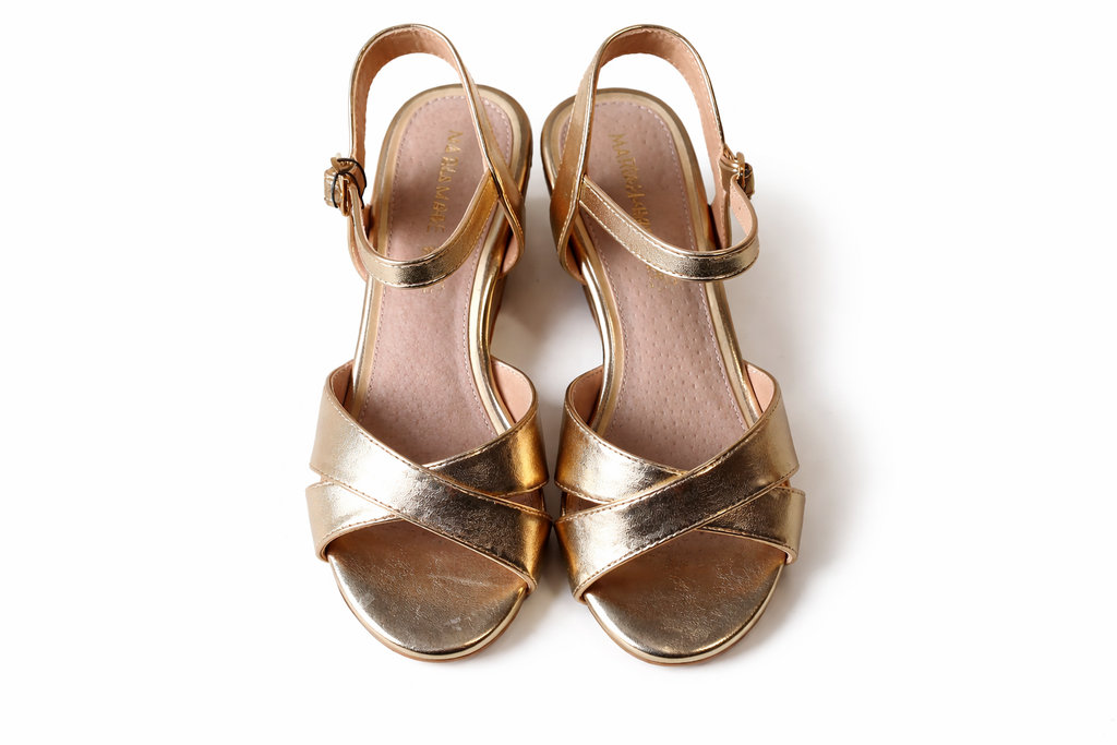 metallic gold platform sandals (Mariamare)