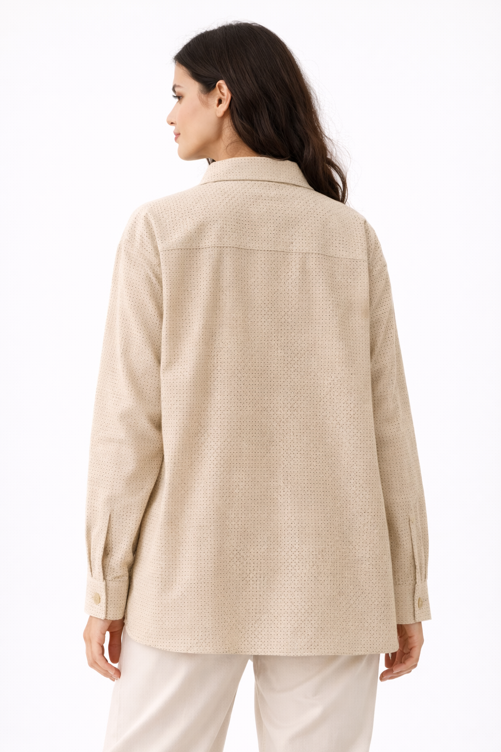 Beige perforated shirt front pockets (Hanita)