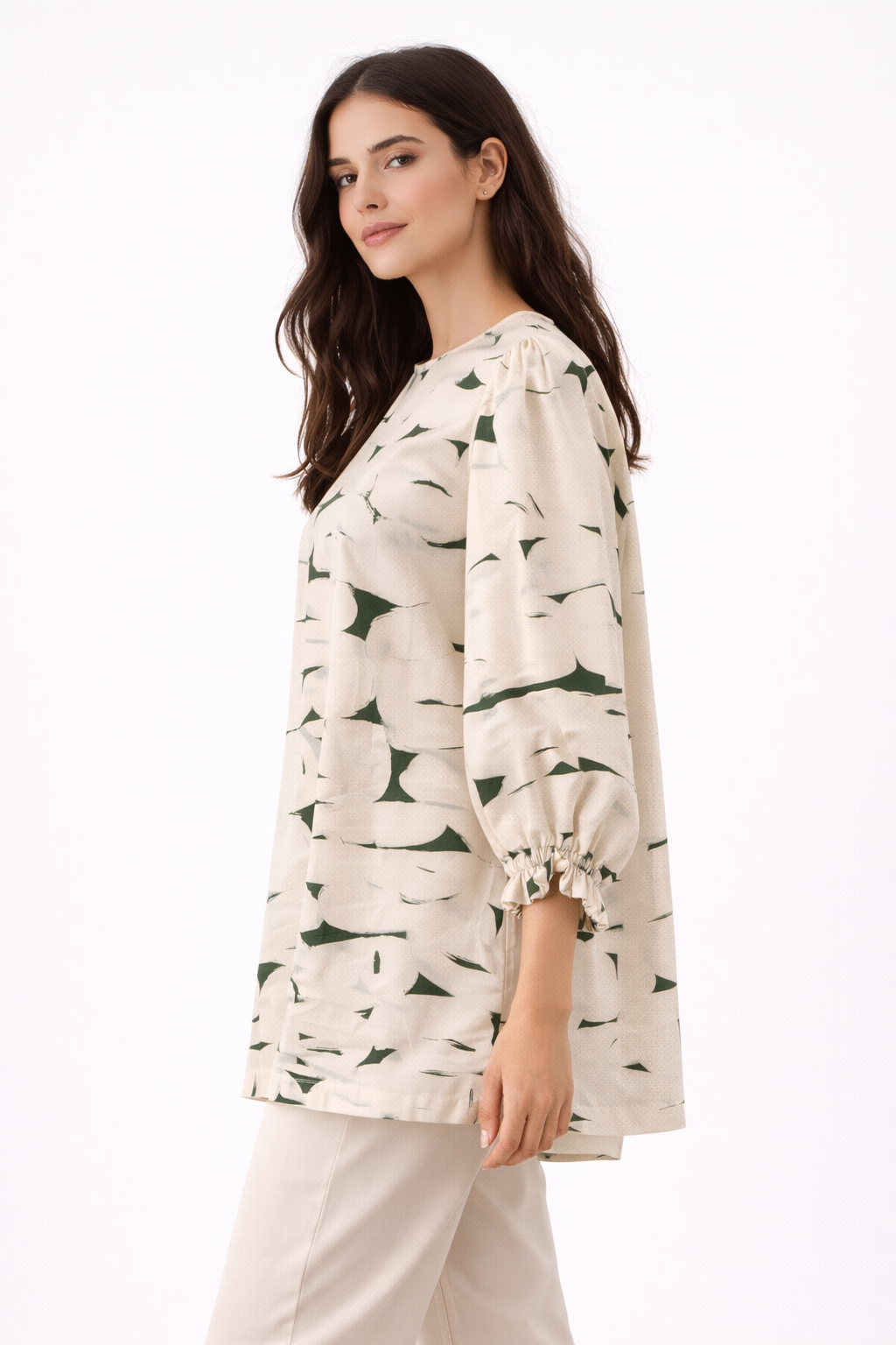 Printed blouse with long ruffles (Hanita)