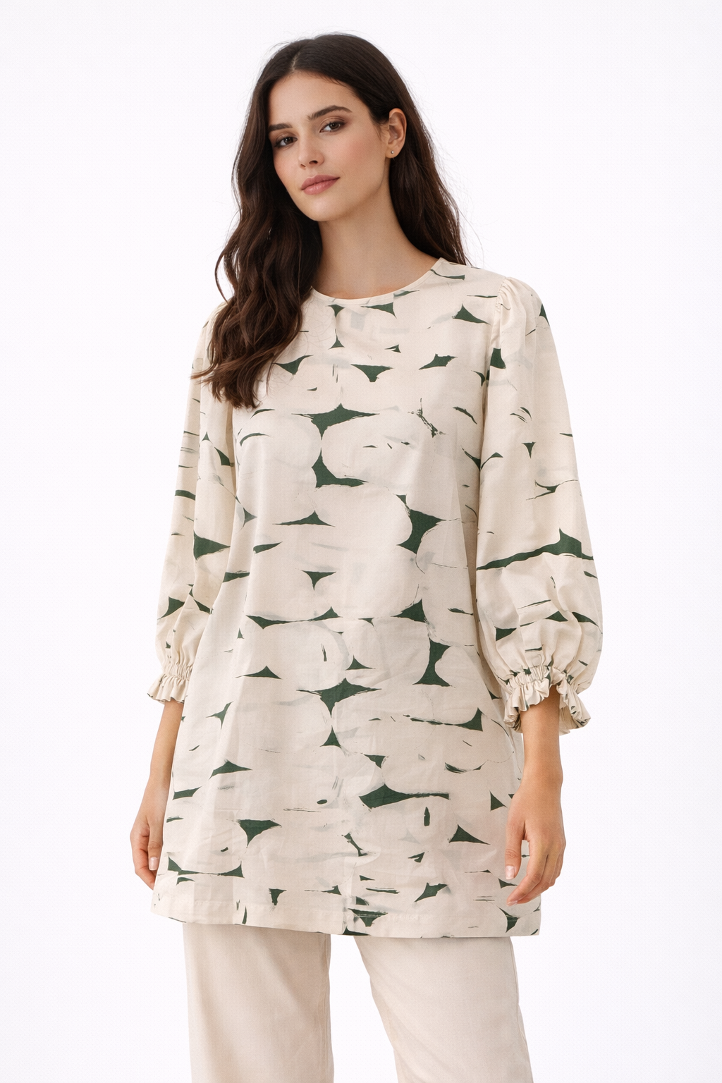 Printed blouse with long ruffles (Hanita)