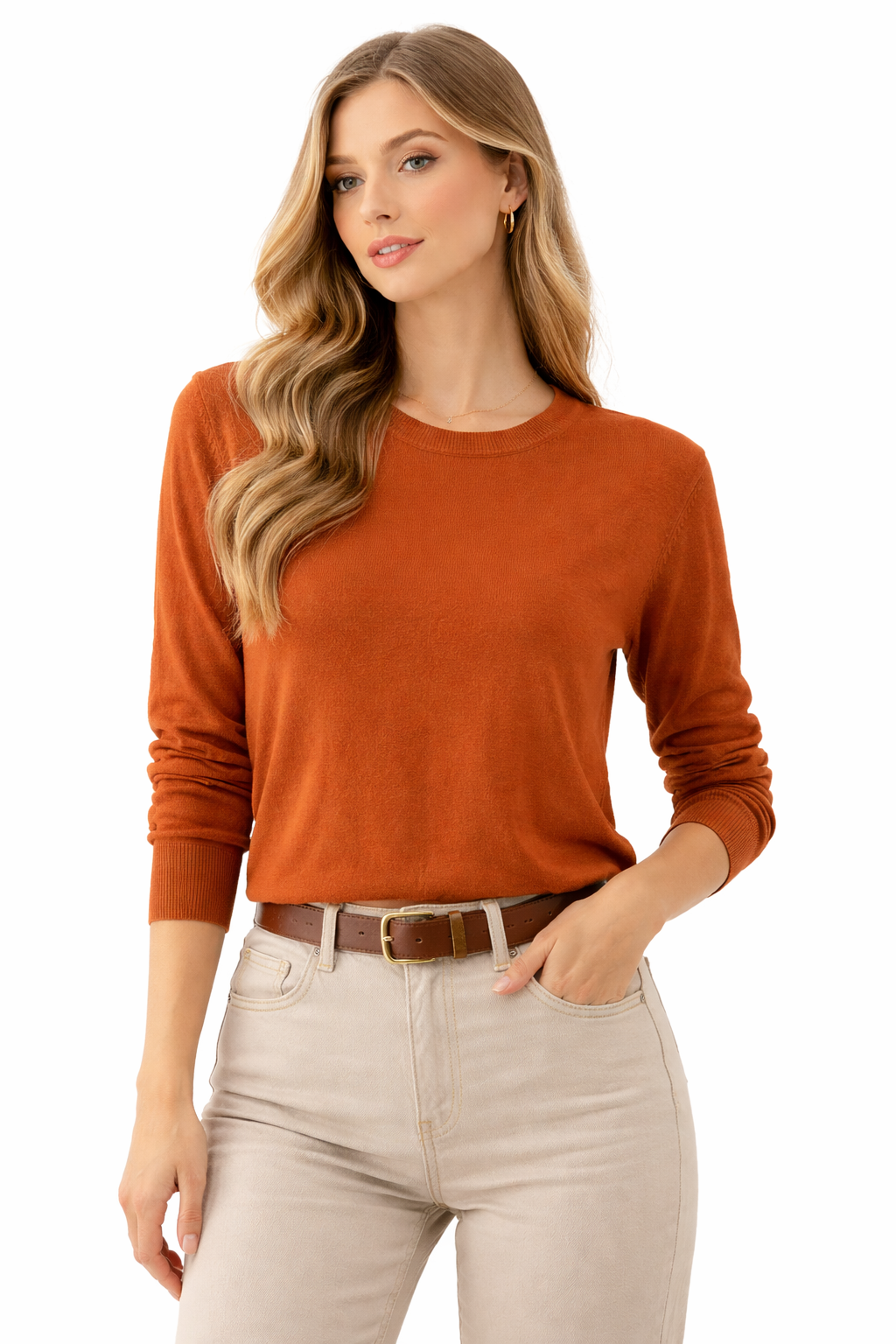 Orange  V-neck sweater (ALTAMIRA)