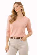 Pink V-neck, relaxed cozy style (ALTAMIRA)