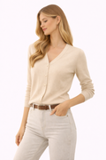 Beige elegant cropped cardigan (ALTAMIRA)